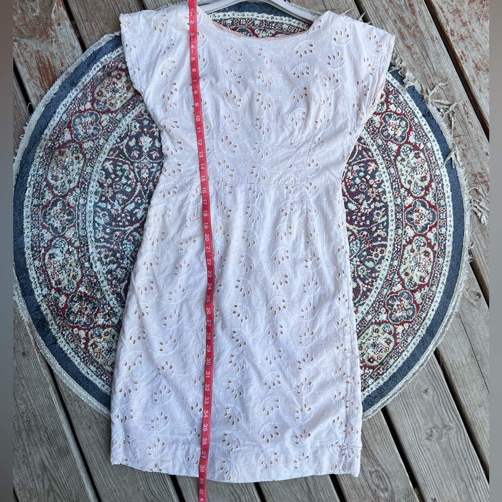 1950s Cream Eyelet Boatneck Dress
